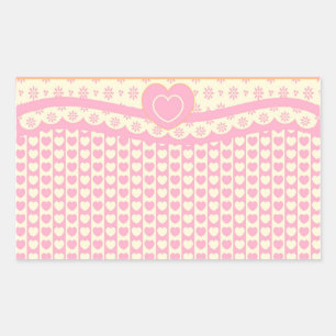 Roze hartslag Eyelet Achtergrond Rechthoekteken Rechthoekige Sticker