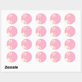 Roze hartslag Eyelet achtergrond Ronde Sticker (Vel)