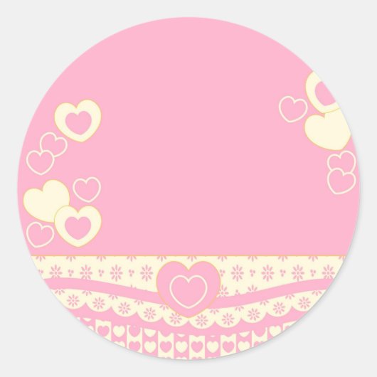 Roze hartslag Eyelet achtergrond Ronde Sticker (Voorkant)
