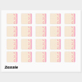 Roze hartslag Eyelet Background Square Sticker (Vel)
