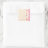Roze hartslag Eyelet Background Square Sticker (Tas)