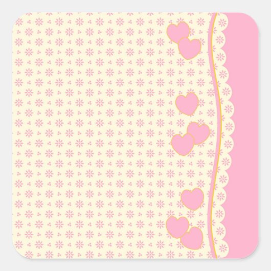 Roze hartslag Eyelet Background Square Sticker (Voorkant)