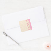 Roze hartslag Eyelet Background Square Sticker (Envelop)