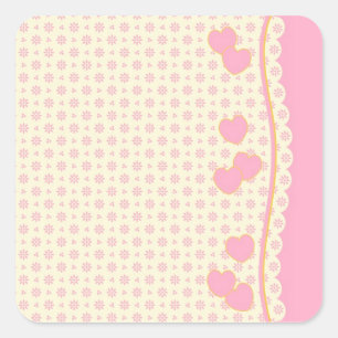 Roze hartslag Eyelet Background Square Sticker