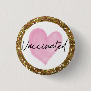 Roze hartslag Glitter gevaccineerd Ronde Button 3,2 Cm