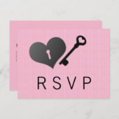 Roze hartslot en Kaart voor sleutelrespons (Voorkant / Achterkant)