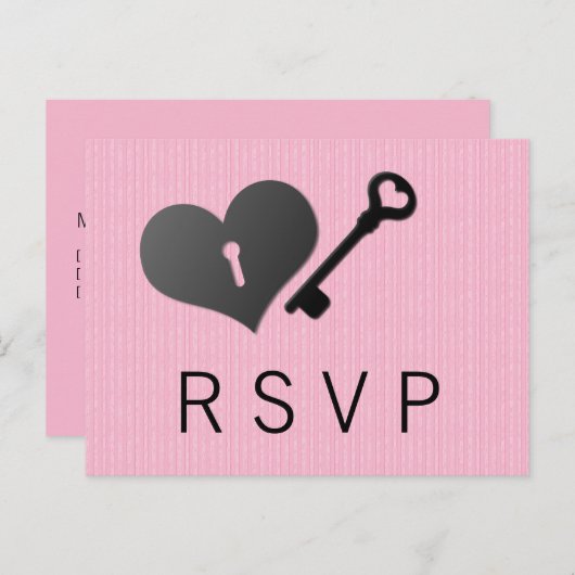 Roze hartslot en Kaart voor sleutelrespons (Voorkant / Achterkant)