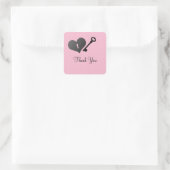 Roze hartslot en sleutel Dank u Stickers (Tas)