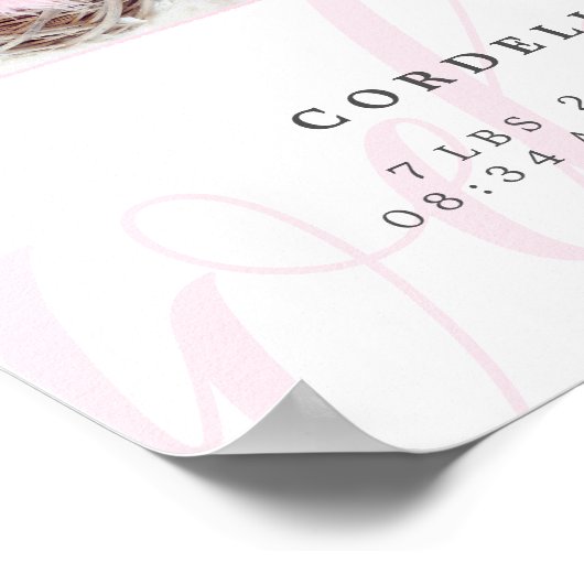 Roze hartsmonogram Baby Foto Collage Poster (Hoek)