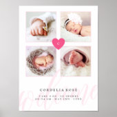 Roze hartsmonogram Baby Foto Collage Poster (Voorkant)