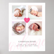 Roze hartsmonogram Baby Foto Collage