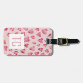 Roze hartsmonogram bagagelabel (Voorkant horizontaal)