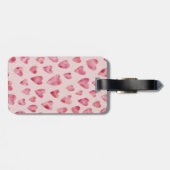 Roze hartsmonogram bagagelabel (Achterkant horizontaal)