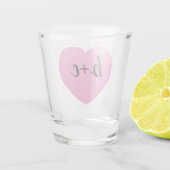Roze hartsmonogram shot glas (Achterkant)
