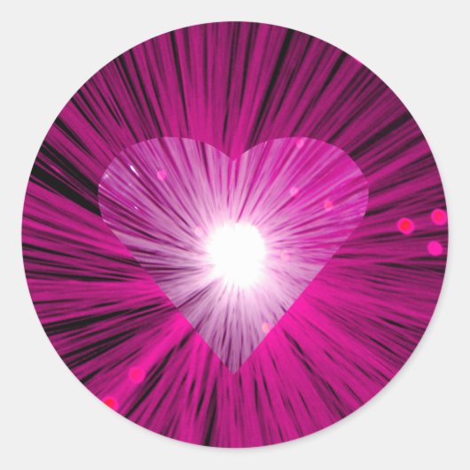 Roze hartsticker rond ronde sticker (Voorkant)