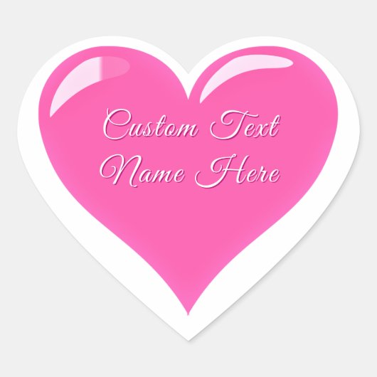 Roze Hartstickers Gepersonaliseerde Tekst Liefdesc Hart Sticker (Voorkant)