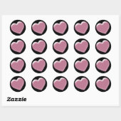 Roze hartstickers ronde sticker (Vel)