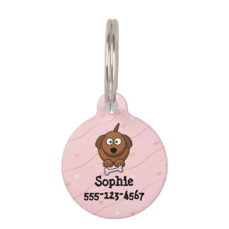 Roze hartstikke oormerk huisdierpenning