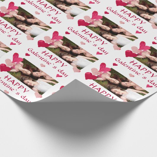 Roze Hartsvriend Foto Galentine Dag Cadeaupapier (Hoek)