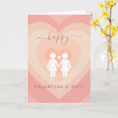 Roze hartswoning Lesbian Couple Valentijnsdag Love Kaart (Gele Bloem)