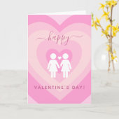 Roze hartswoning Lesbian Couple Valentijnsdag Love Kaart (Gele Bloem)