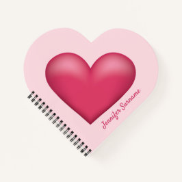 Roze hartvorm illustratie met aangepaste tekst notitieboek