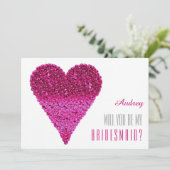 Roze hartvorm Wil je mijn bruidsmeisje zijn? Kaart (Staand voorkant)