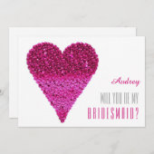 Roze hartvorm Wil je mijn bruidsmeisje zijn? Kaart (Voorkant / Achterkant)