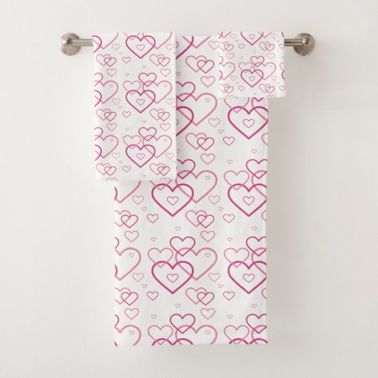 Roze Hartvormen Patroon Bad Handdoek (Insitu)