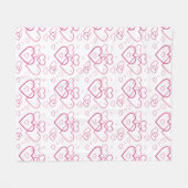 Roze Hartvormen Patroon Fleece Deken (Voorkant (Horizontaal))