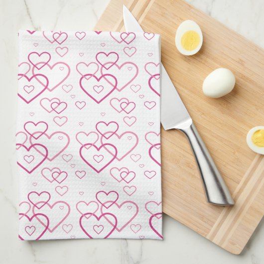 Roze Hartvormen Patroon Theedoek (Quarter Fold)