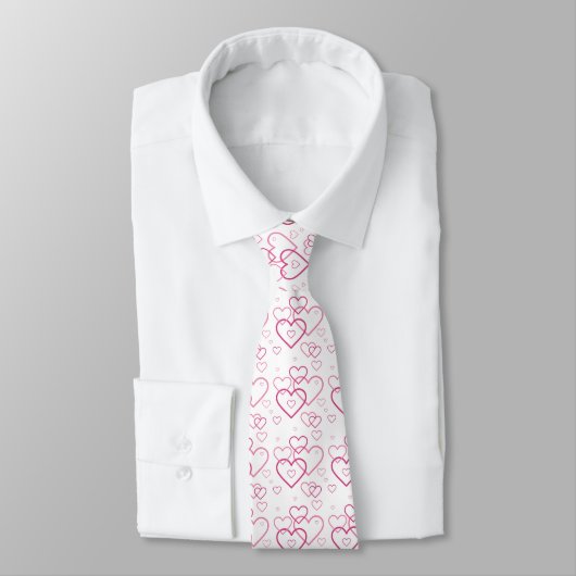 Roze Hartvormen Patroon - Valentijnsdag Stropdas (Gebonden)