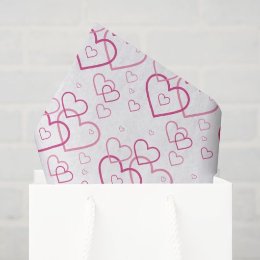 Roze Hartvormen Patroon - Valentijnsdag Tissuepapier (Cadeauzakje)