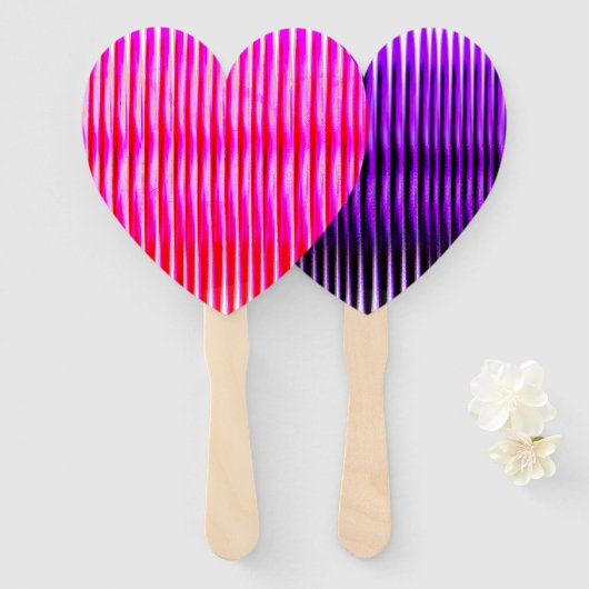 Roze hartvormig stel ventilatoren handwaaier (Voorkant en achterkant)