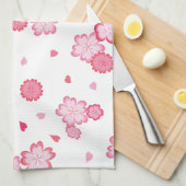 Roze hartvormige bloemblaadjes voor Valentijn Flow Theedoek (Quarter Fold)