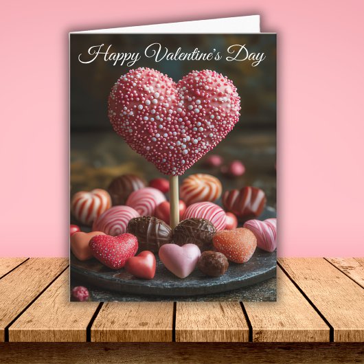 Roze Hartvormige Cakepop Valentijns's Groet Kaart