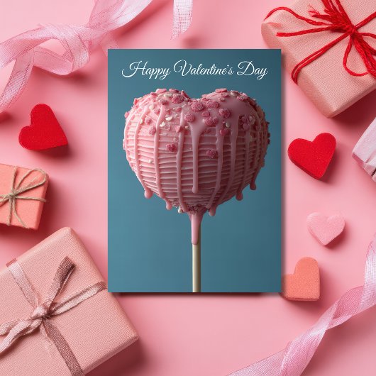Roze Hartvormige Cakepop Valentijns's Groet Kaart