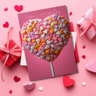 Roze Hartvormige Cakepop Valentijns's Groet Kaart