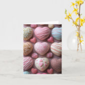 Roze Hartvormige Candys Valentijnse Groet Kaart (Gele Bloem)