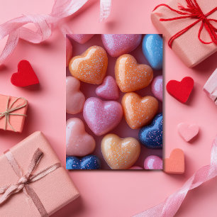 Roze Hartvormige Candys Valentijnse Groet Kaart