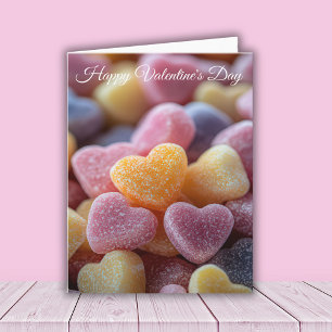 Roze Hartvormige Candys Valentijnse Groet Kaart