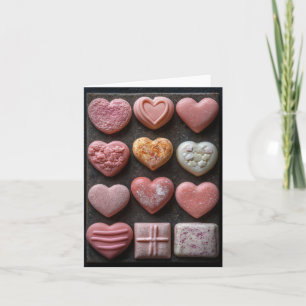 Roze hartvormige chocolaatjes Valentijns's Groet Kaart
