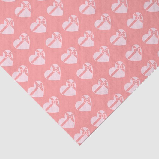 Roze Hartvormige Chocolade Doos Patroon Tissuepapier (Detail)