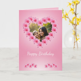 Roze hartvormige dahlia-bloemen, aangepaste foto kaart