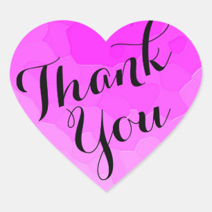 Roze hartvormige feestgunst Dank u Stickers