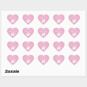 Roze hartvormige olifant baby shower stickers (Vel)