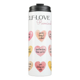 Roze hartvormige positieve herinneringen voor zelf thermosbeker