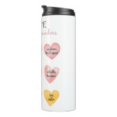 Roze hartvormige positieve herinneringen voor zelf thermosbeker (Geroteerd rechts)