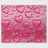 roze hartvormige waterdruppels cadeauverpakking cadeaupapier (Vlak)