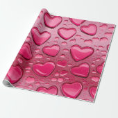 roze hartvormige waterdruppels cadeauverpakking cadeaupapier (Uitgerold)